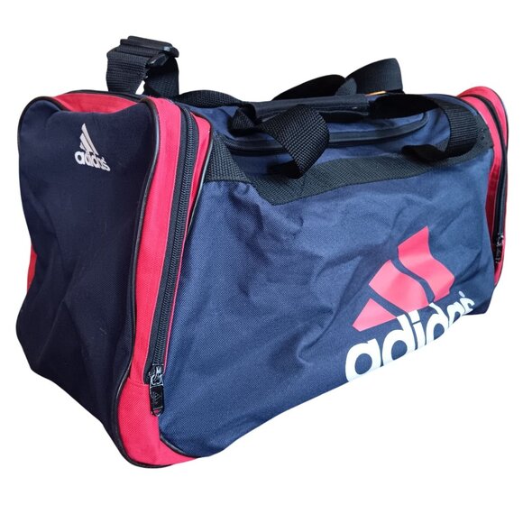 Vintage Adidas Duffel Gym Bag Red & Navy With Adjustable Strap 19x10x10" 90s - Picture 1 of 7